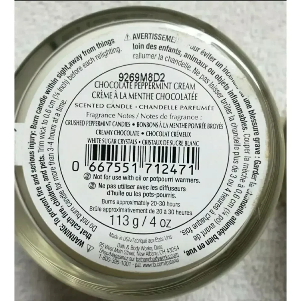 BBW Chocolate & Peppermint Lovers Single Wick Candle Home Fragrance Decor